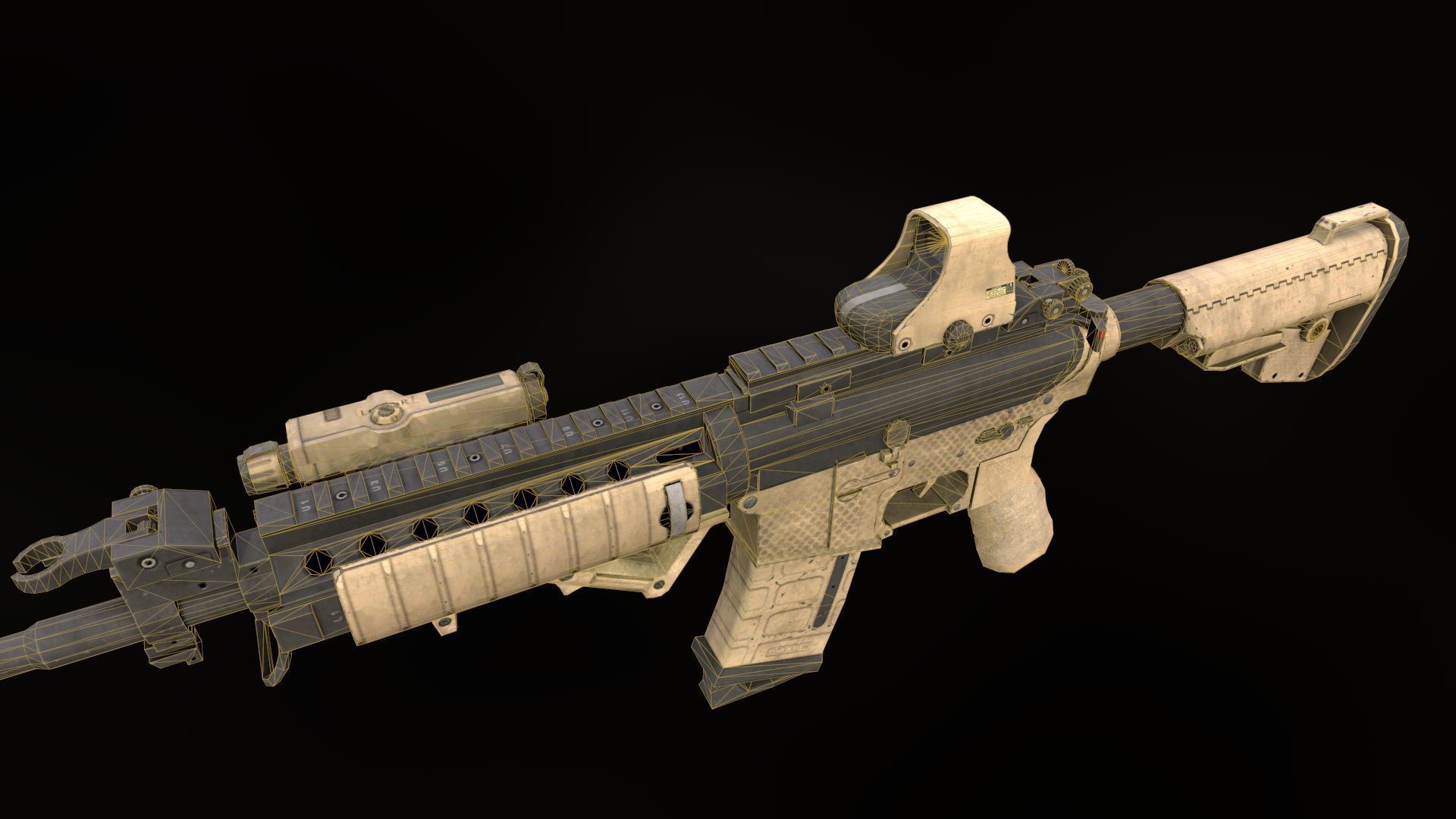 Assault rifle M4 Low-poly 3D model_10