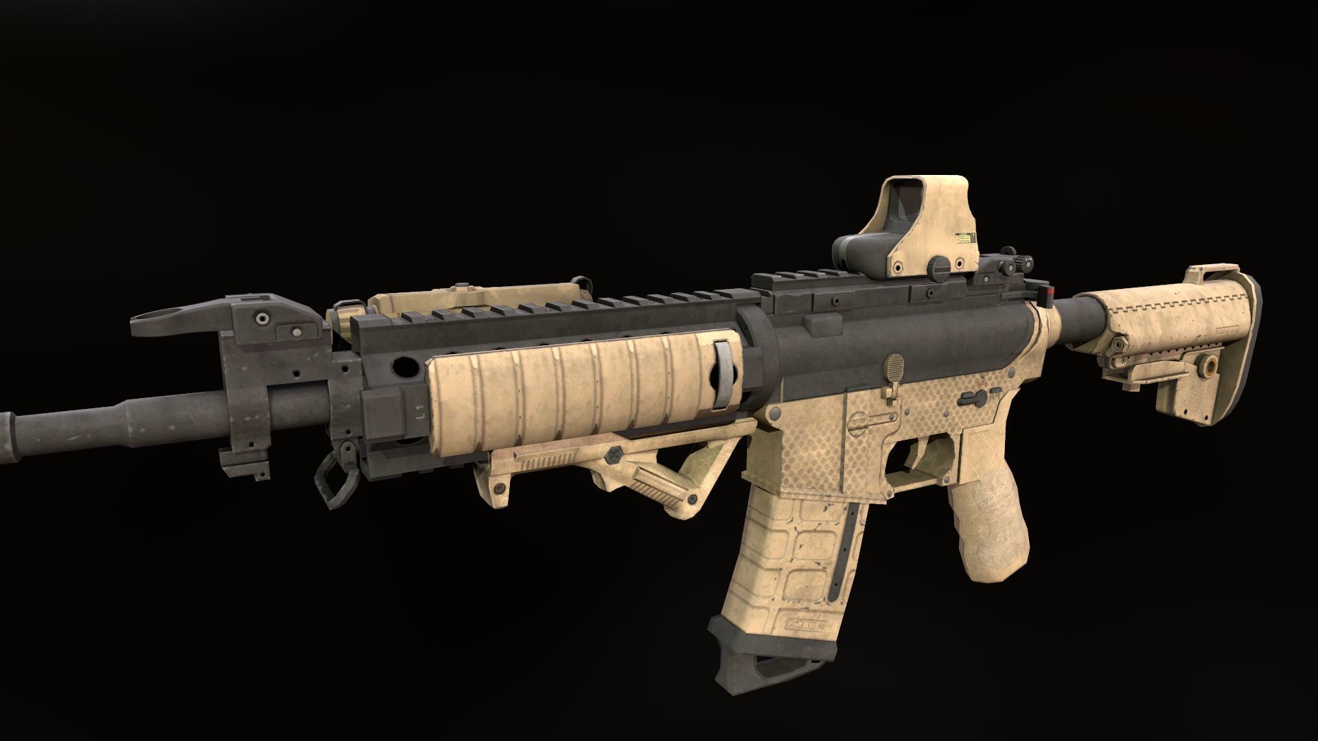 Assault rifle M4 Low-poly 3D model_3