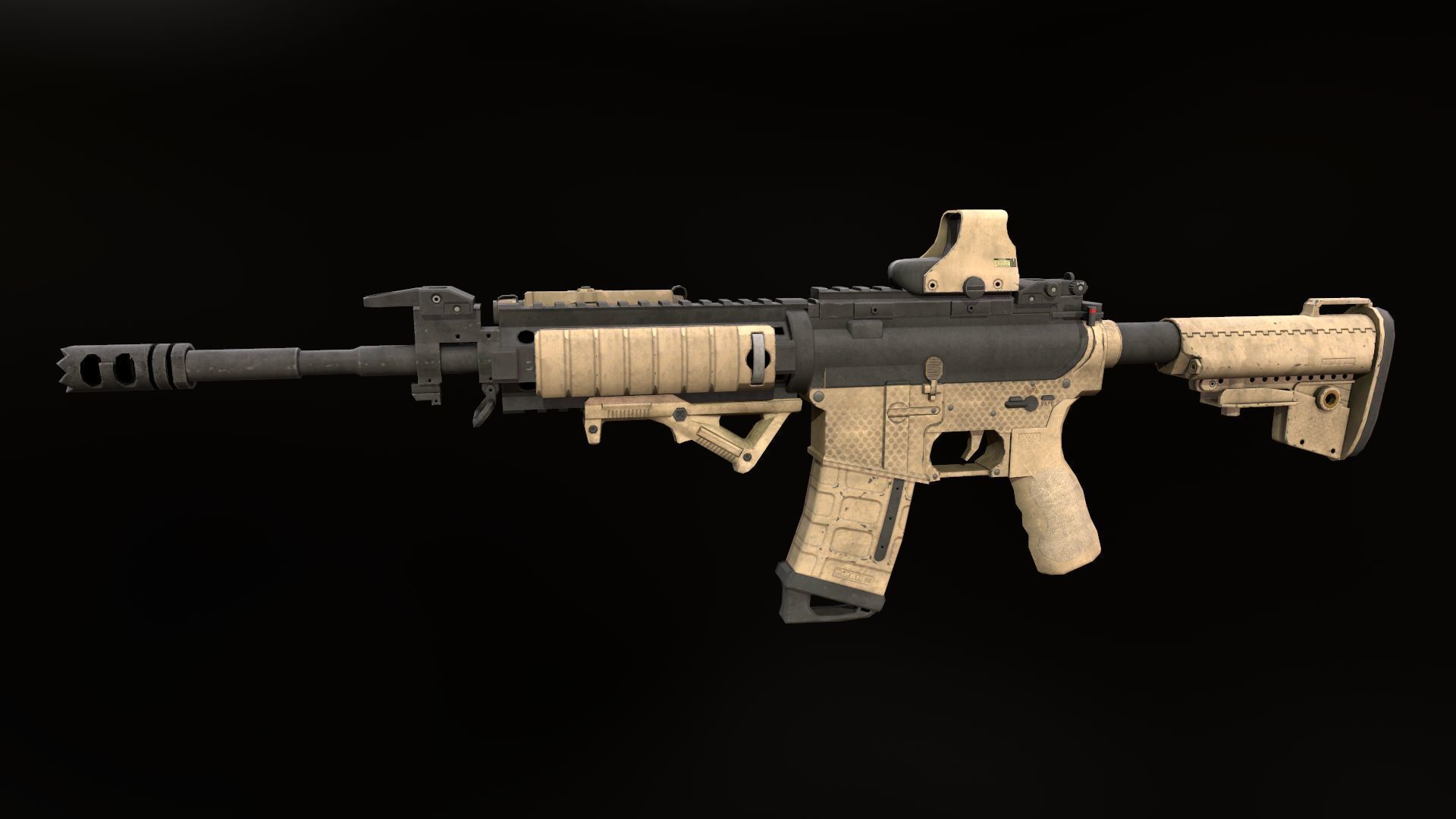 Assault rifle M4 Low-poly 3D model_1