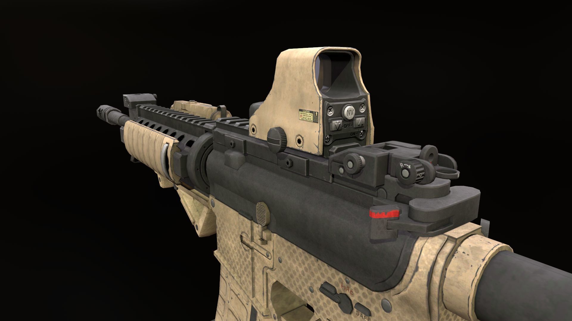 Assault rifle M4 Low-poly 3D model_5