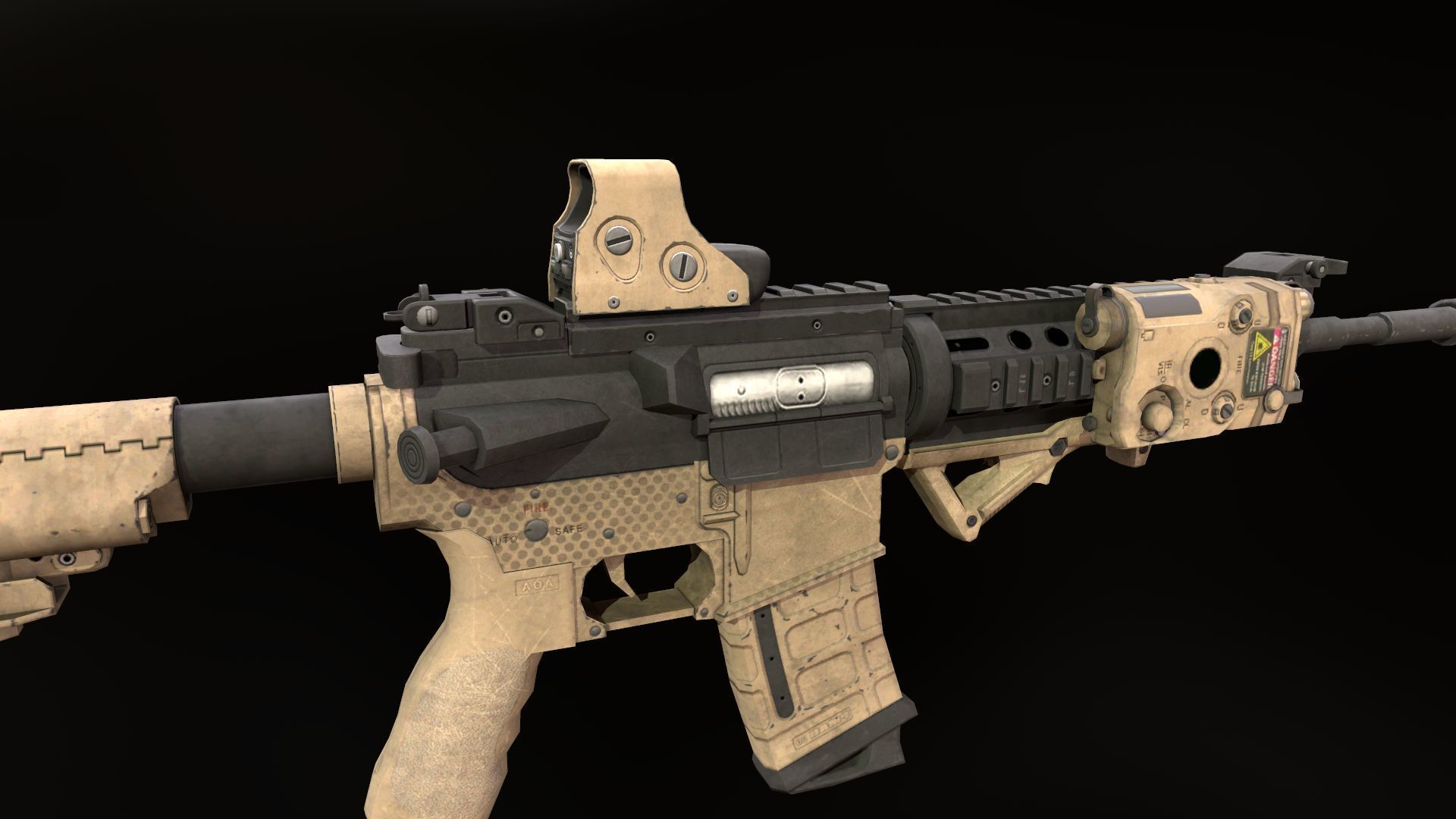 Assault rifle M4 Low-poly 3D model_7