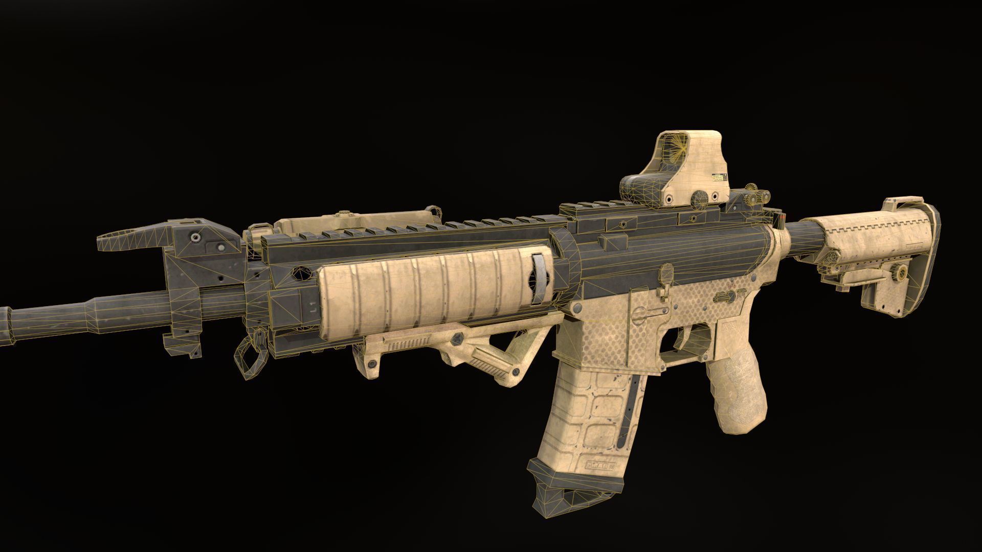 Assault rifle M4 Low-poly 3D model_4