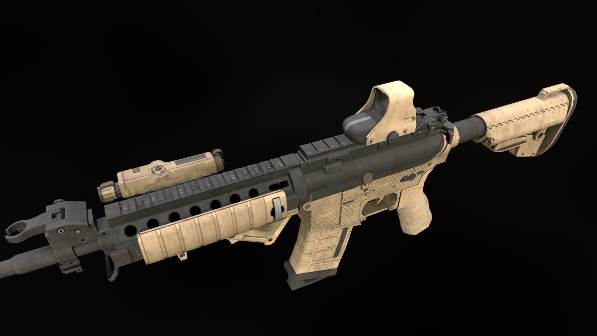 Assault rifle M4 Low-poly 3D model_9