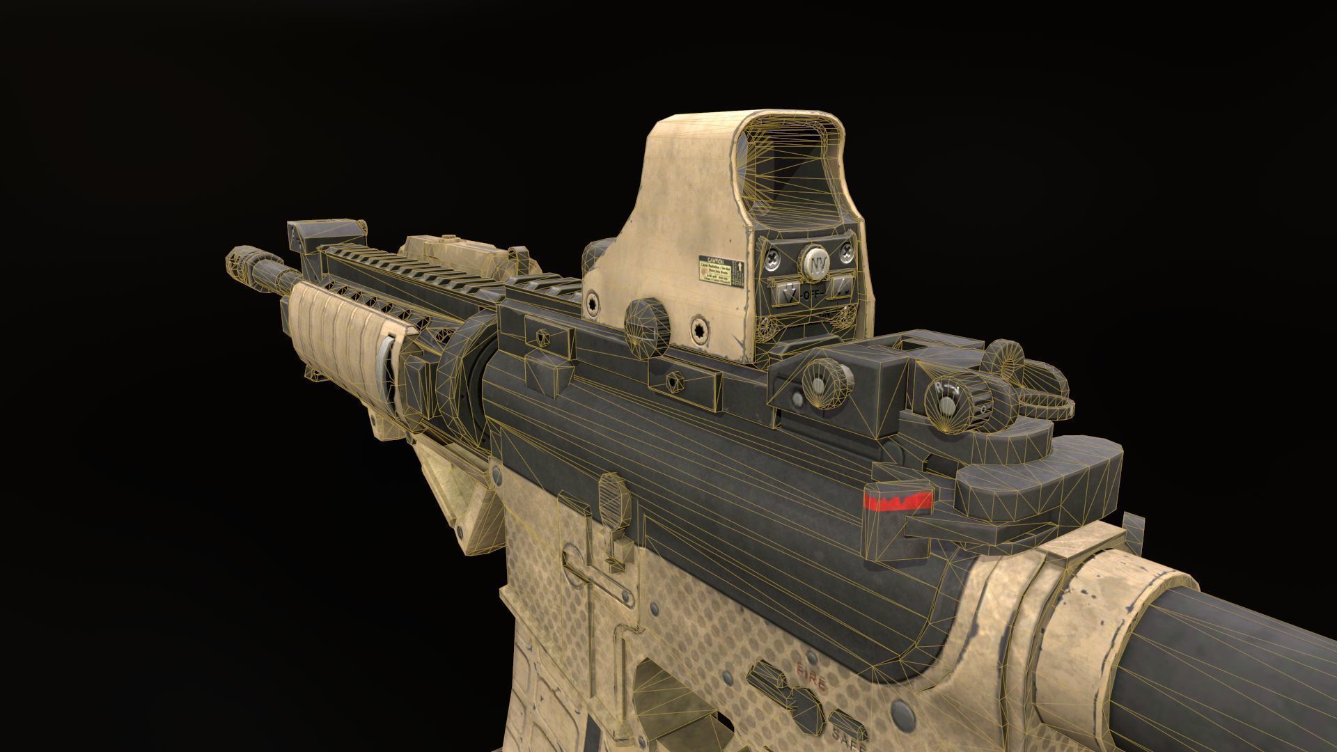 Assault rifle M4 Low-poly 3D model_6