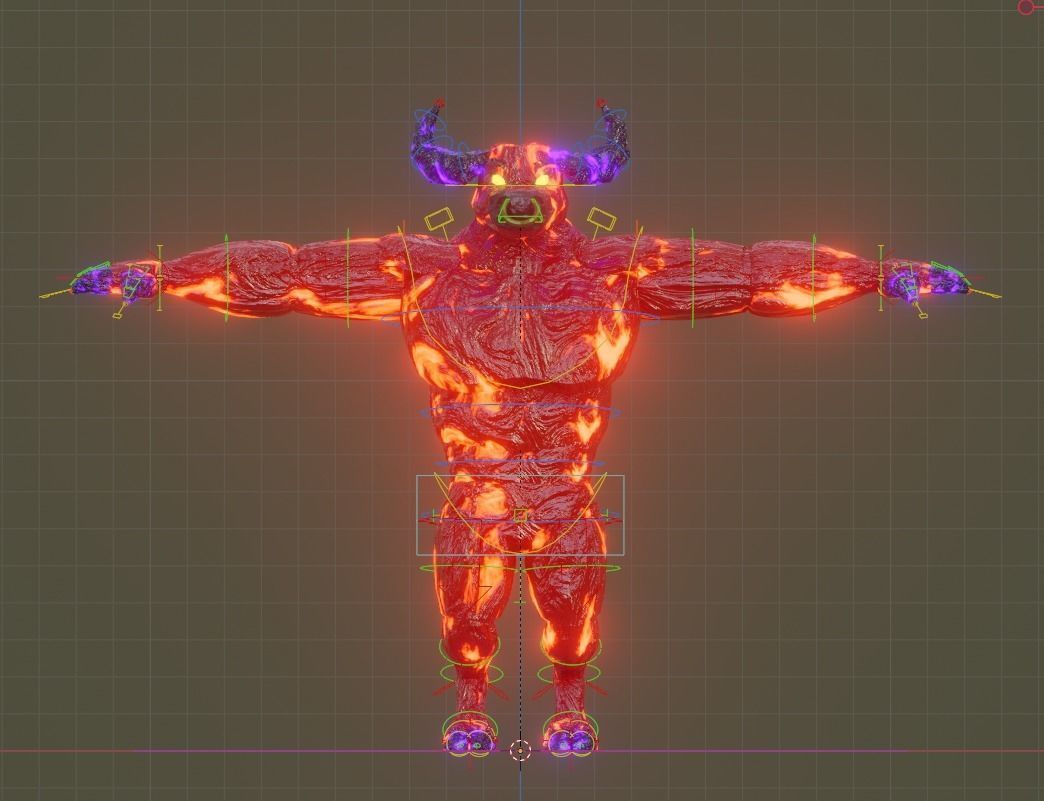 Buffalo Man Rig Low-poly 3D model_1
