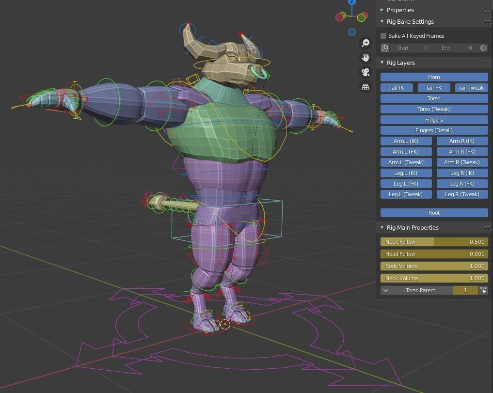 Buffalo Man Rig Low-poly 3D model_2