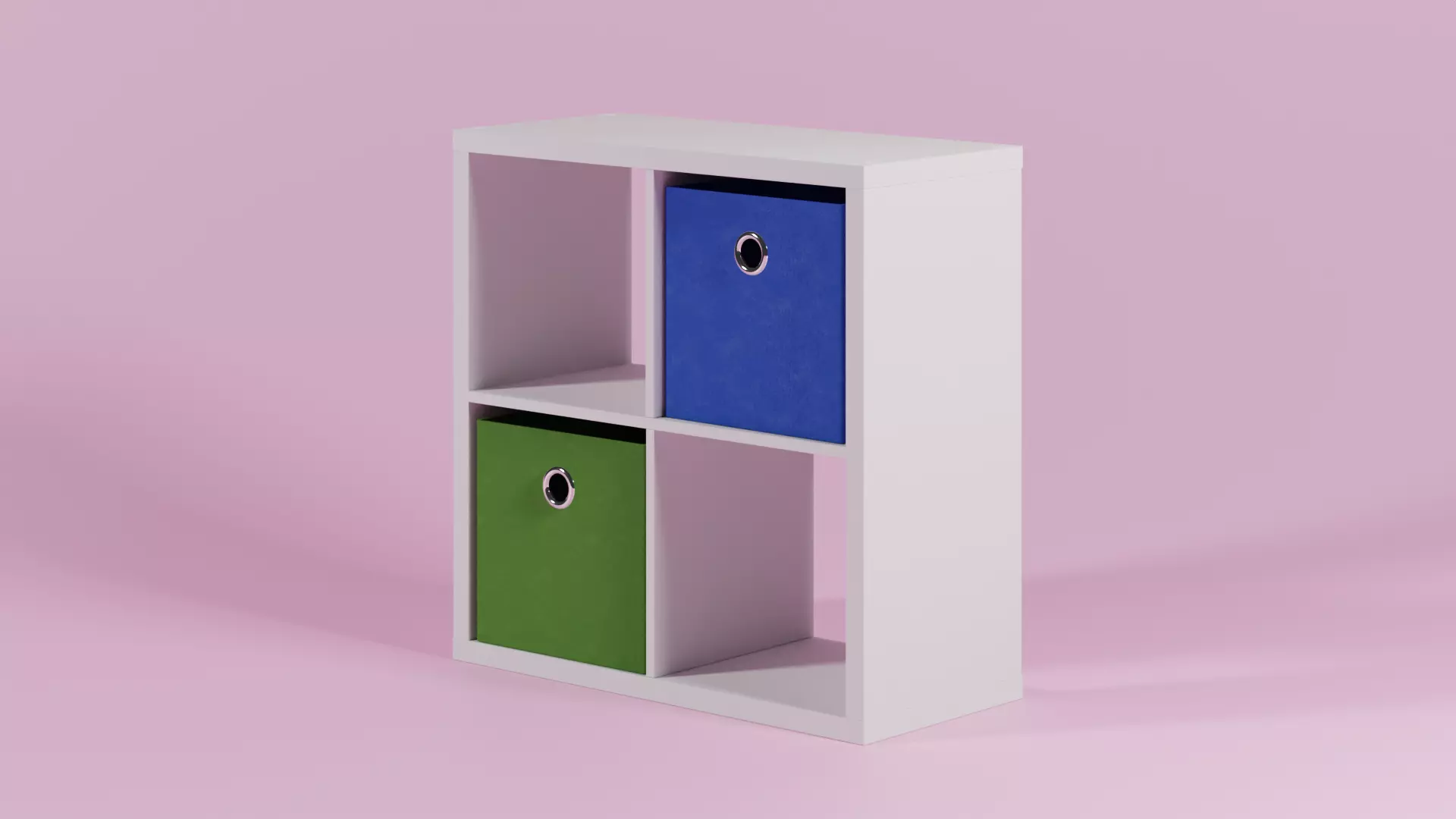 Cubic bookshelf with fabric storageboxes Free 3D model