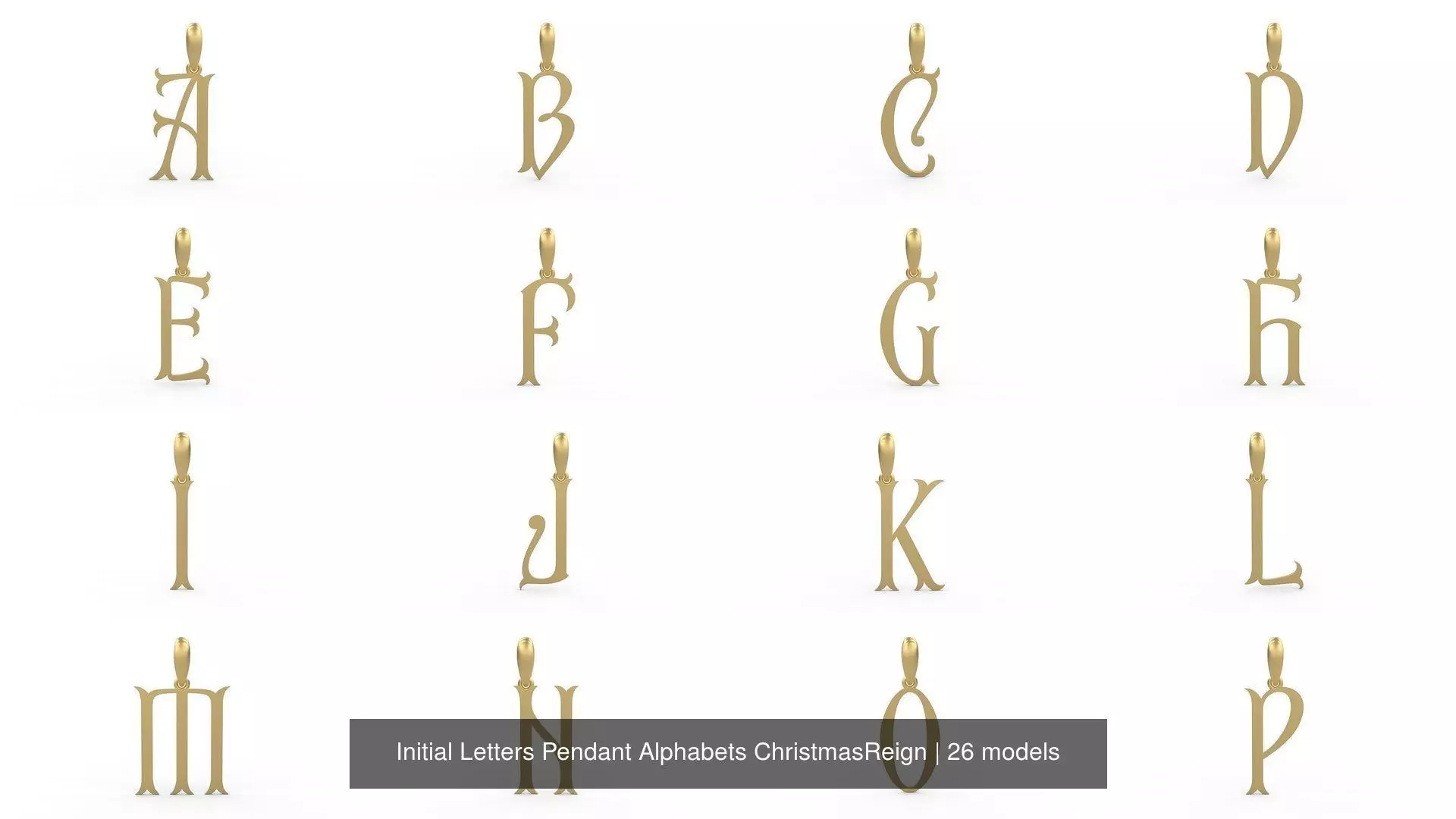 Initial Letters Pendant Alphabets ChristmasReign 3D Model Collection_0