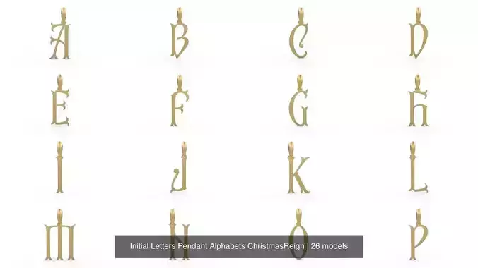 Initial Letters Pendant Alphabets ChristmasReign 3D Model Collection