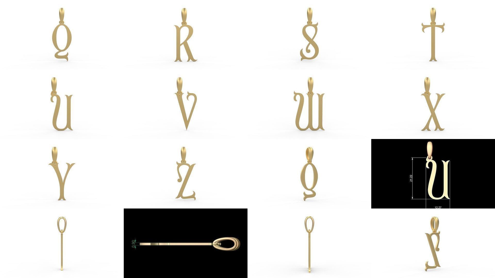 Initial Letters Pendant Alphabets ChristmasReign 3D Model Collection_1