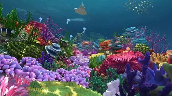 Underwater World 3d model life seascape Low-poly 3D model