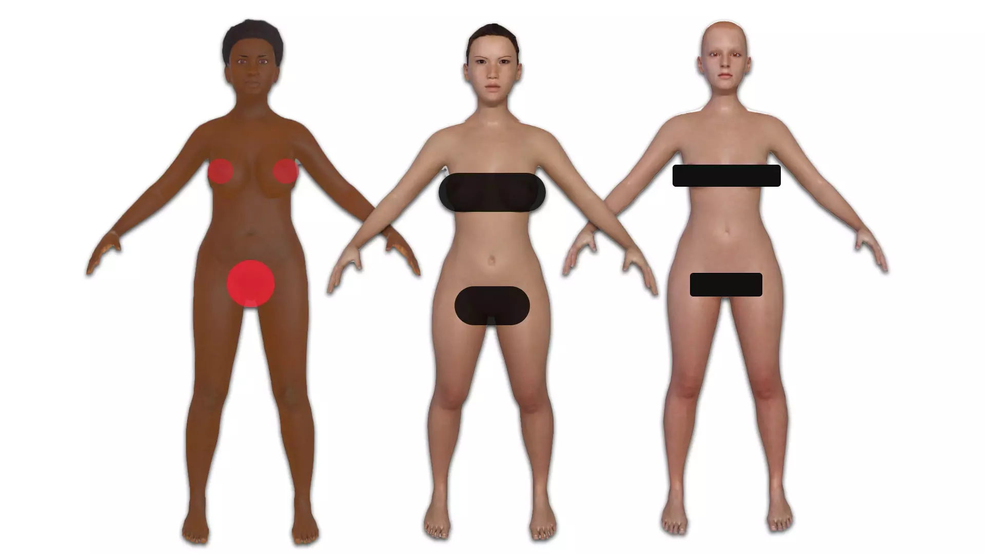 Collection of realistic models of women with rigging _0