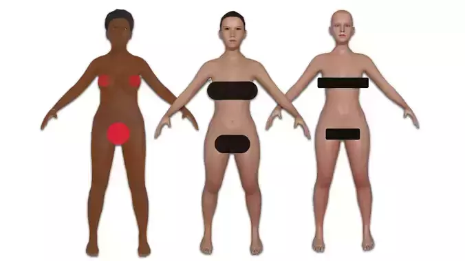 Collection of realistic models of women with rigging  