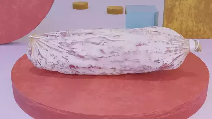 Spanish fuet salami high-poly 3D model 7