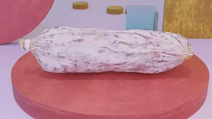 Spanish fuet salami high-poly 3D model 2