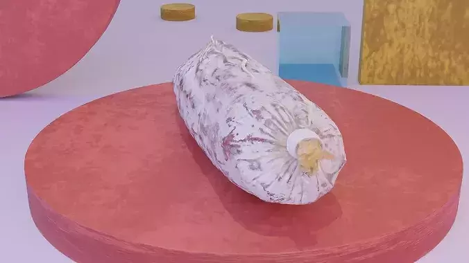Spanish fuet salami high-poly 3D model 5