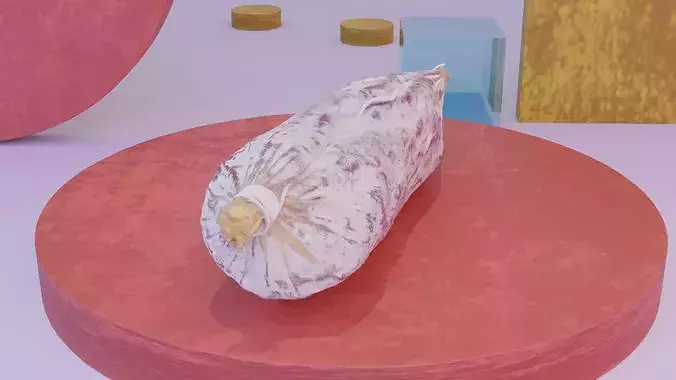 Spanish fuet salami high-poly 3D model 4