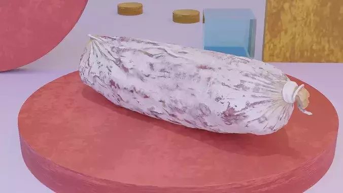 Spanish fuet salami high-poly 3D model 6