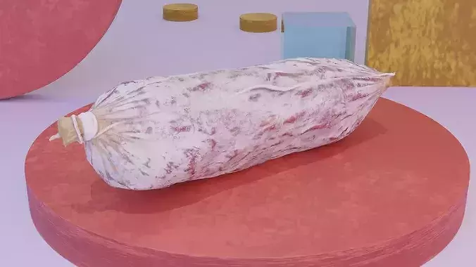 Spanish fuet salami high-poly 3D model 3