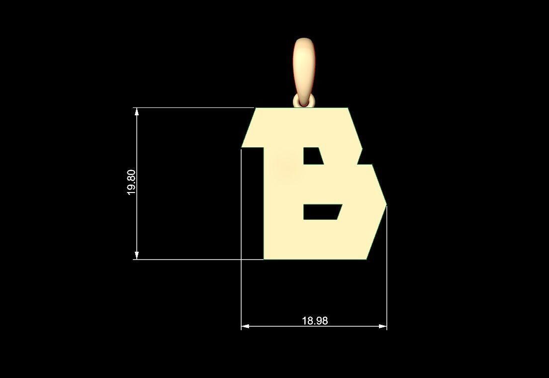 Initial Letters Pendant Clickuper B 3D print model_5