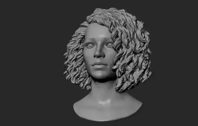 Female Head with Curly Hair