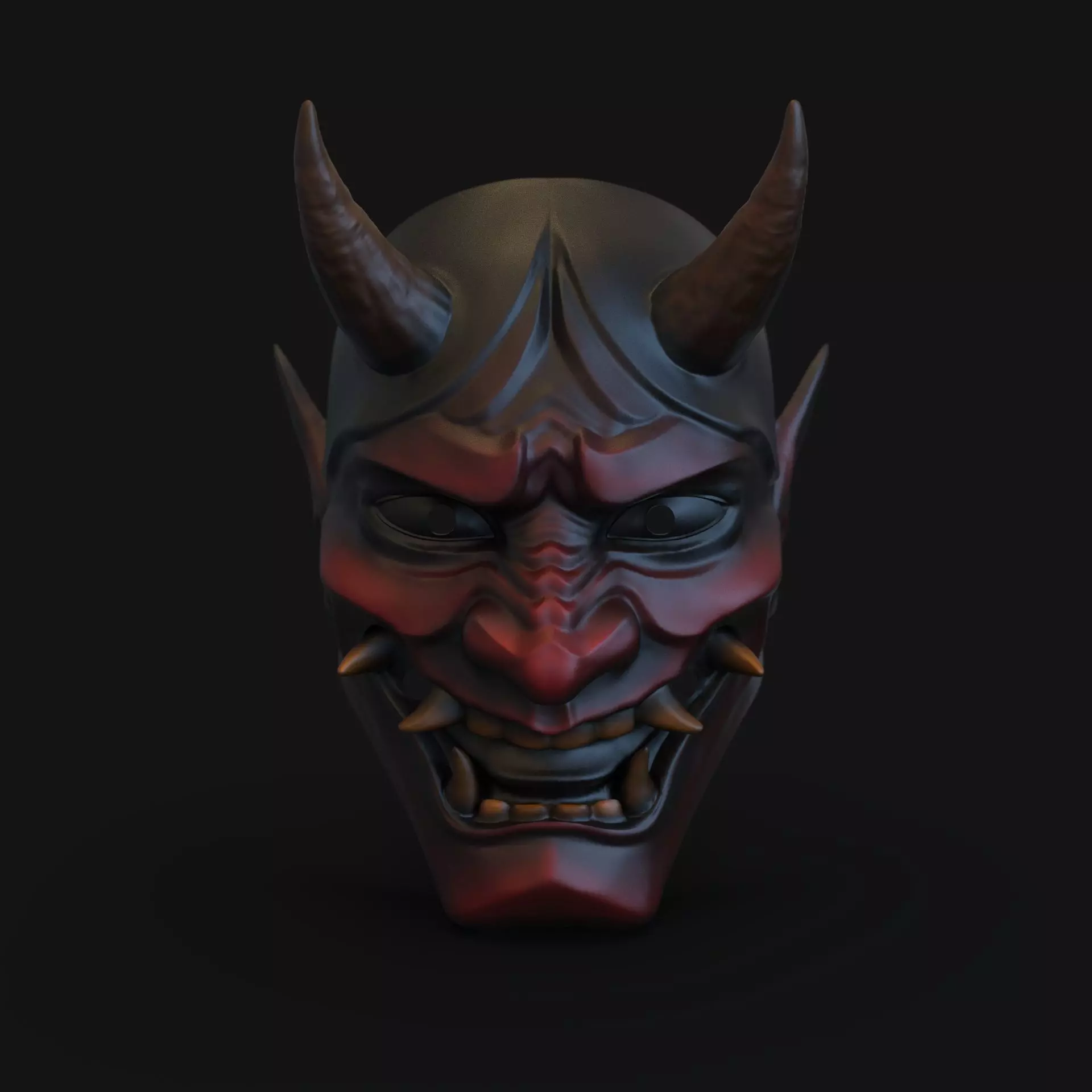 Hannya mask Japanese samurai  3D print model_0