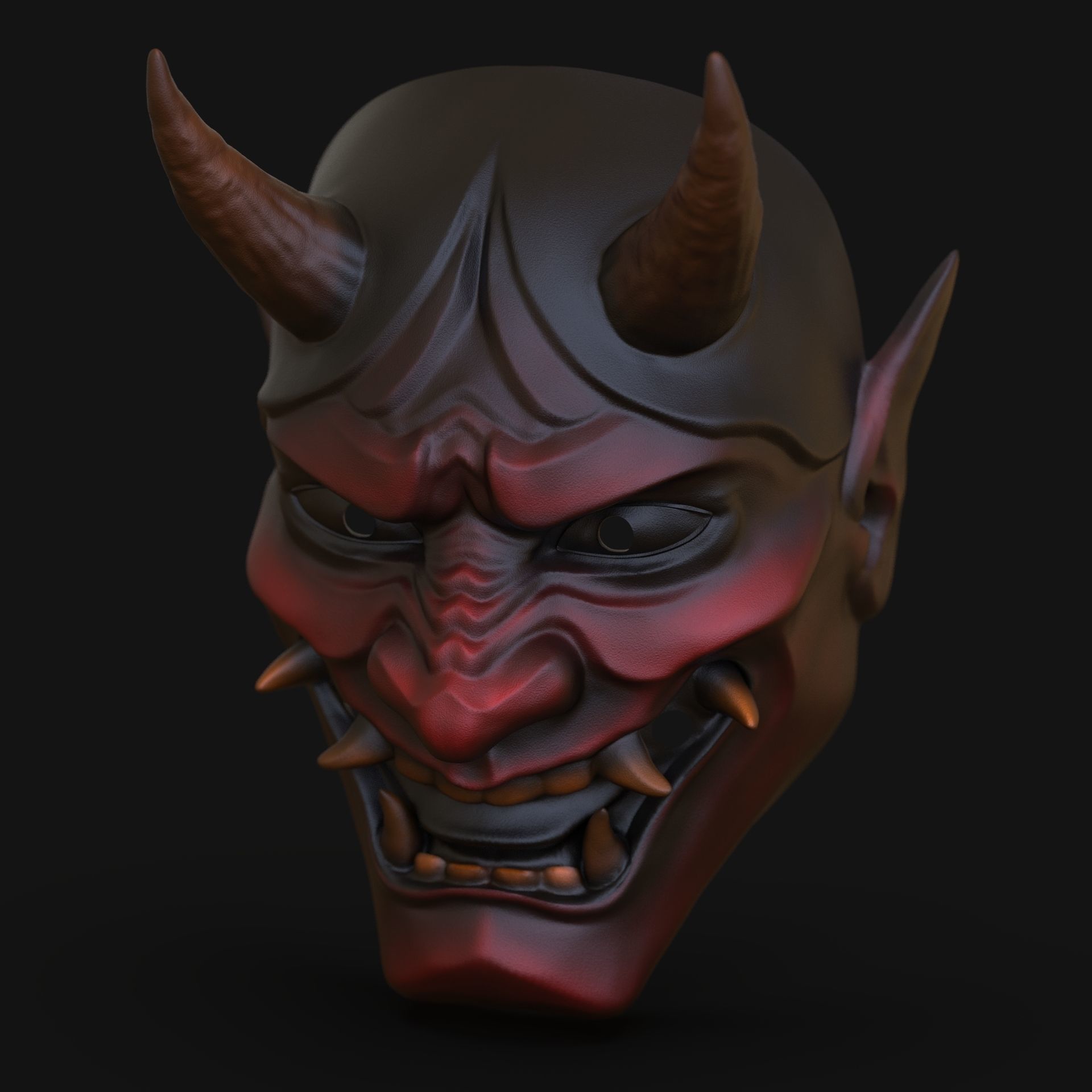 Hannya mask Japanese samurai  3D print model_4
