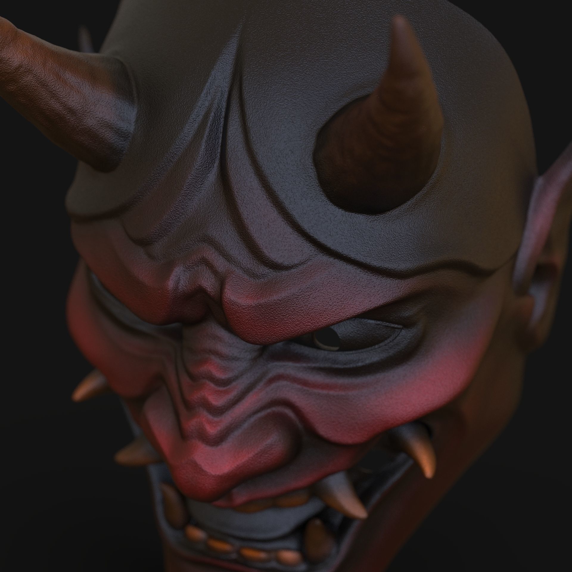 Hannya mask Japanese samurai  3D print model_8