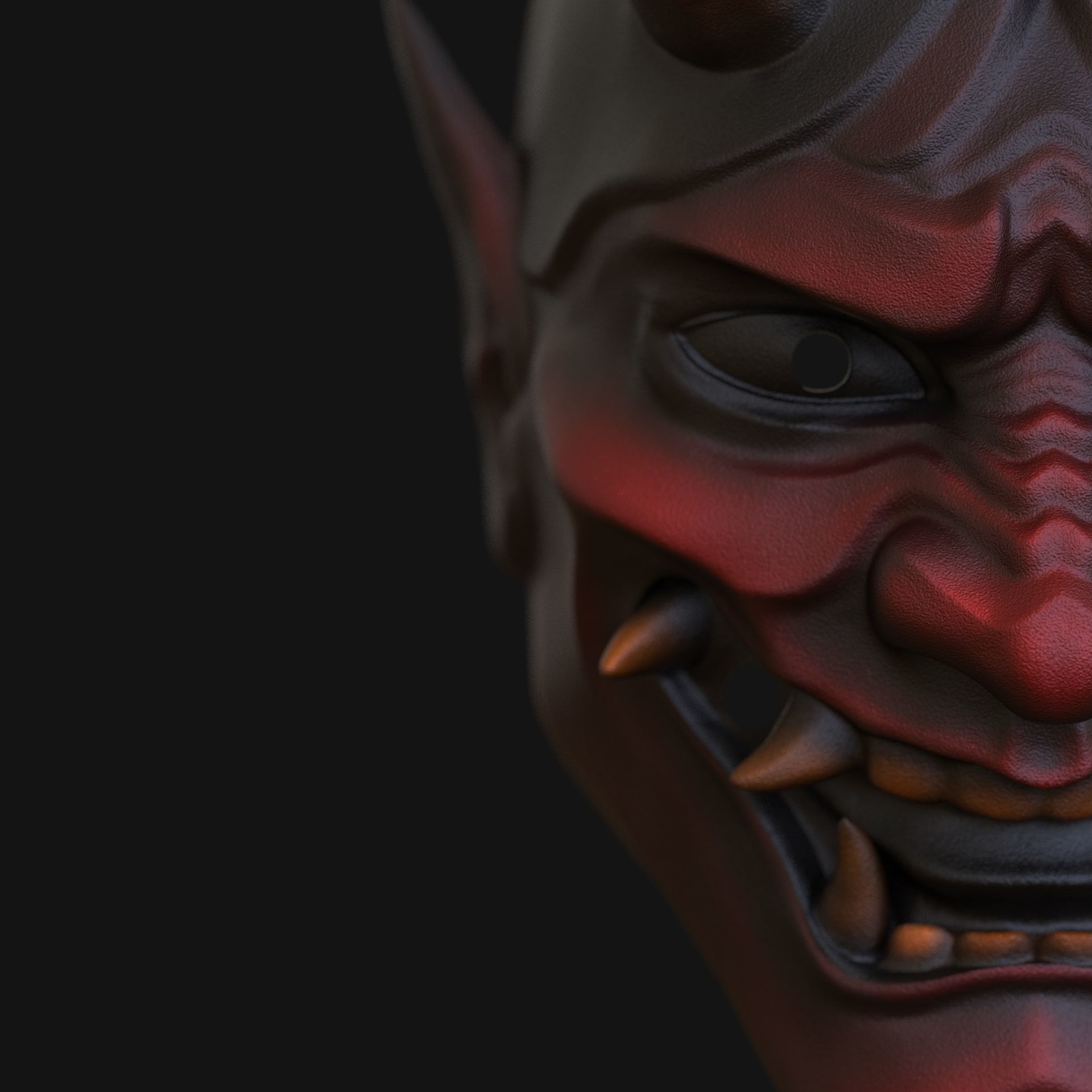 Hannya mask Japanese samurai  3D print model_9