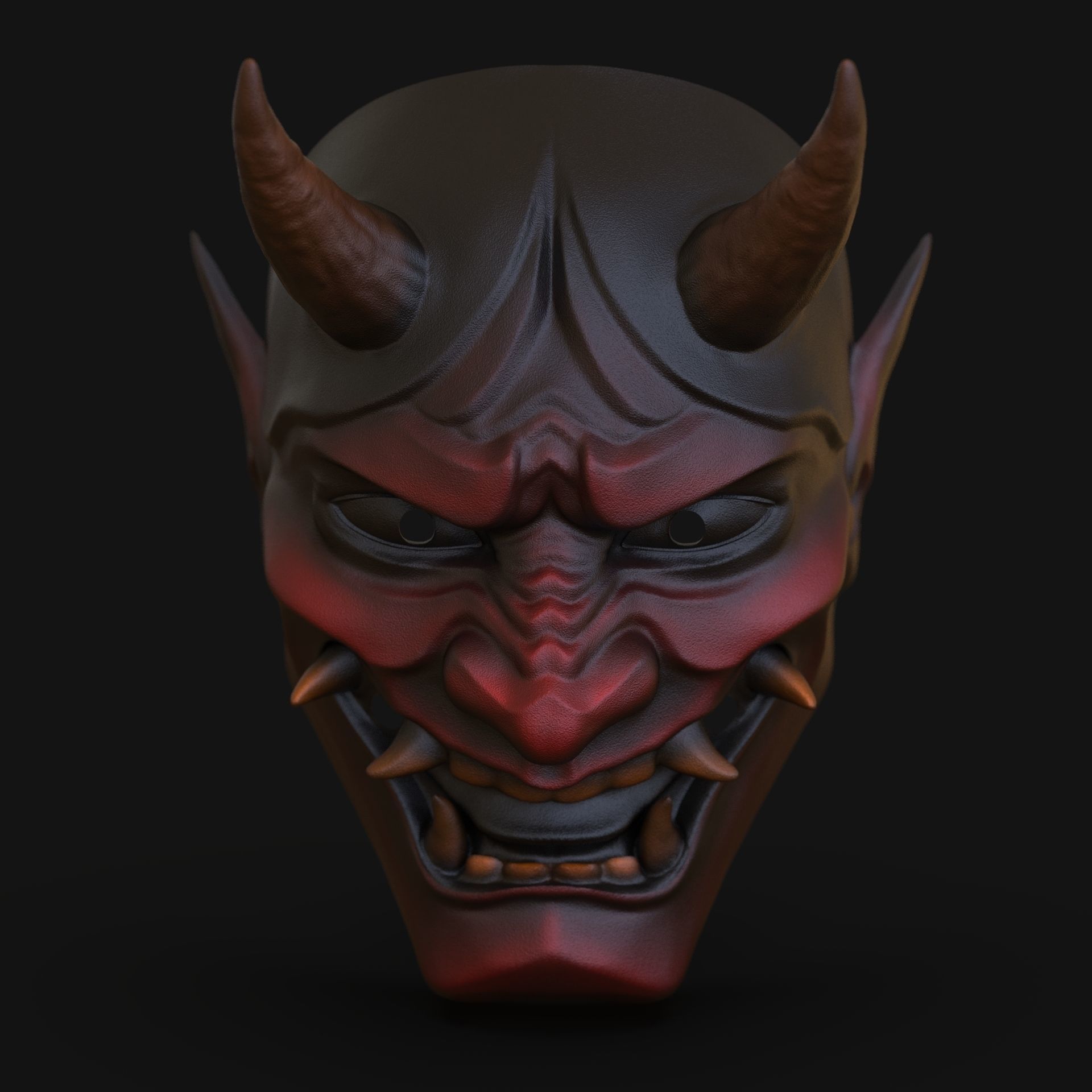 Hannya mask Japanese samurai  3D print model_6