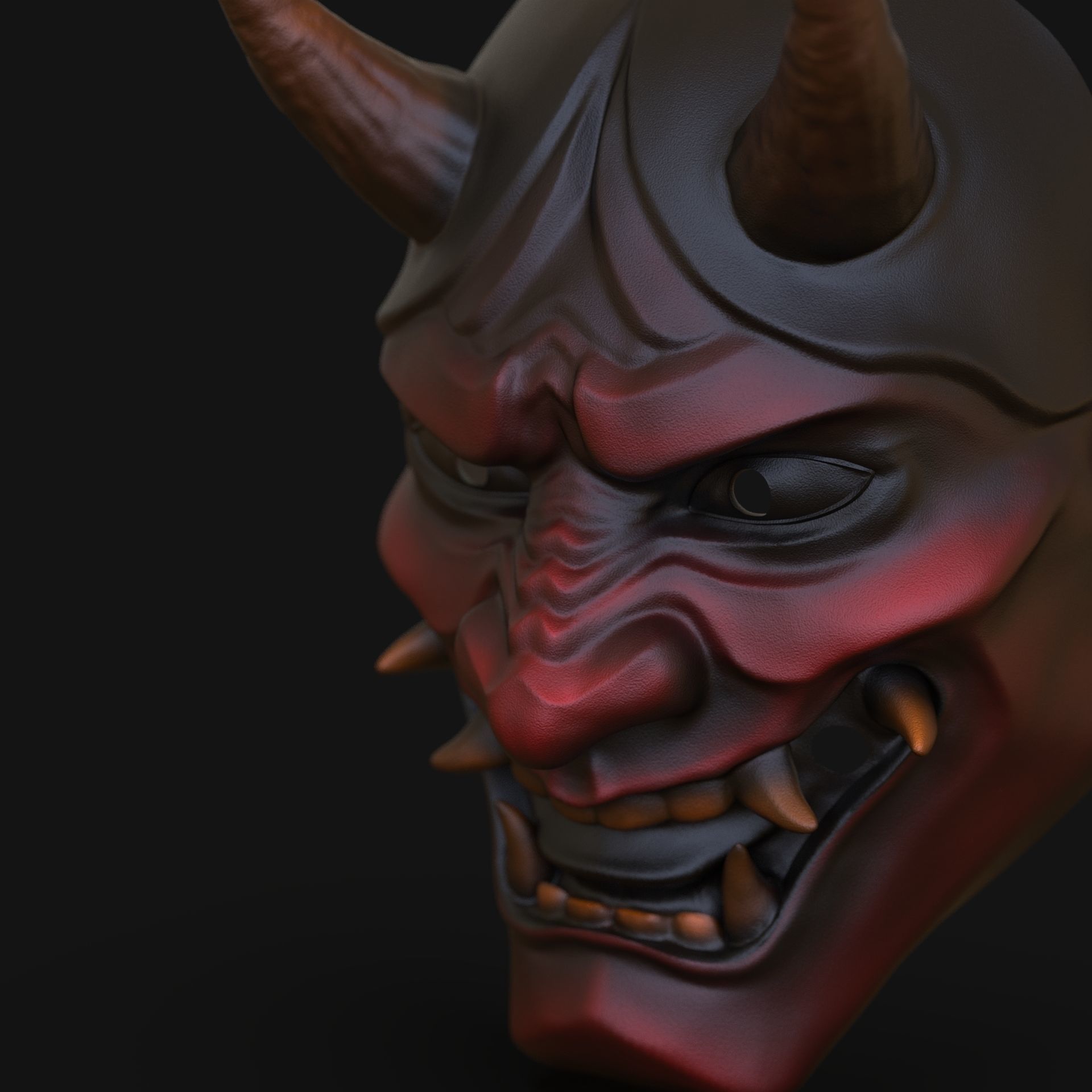 Hannya mask Japanese samurai  3D print model_5