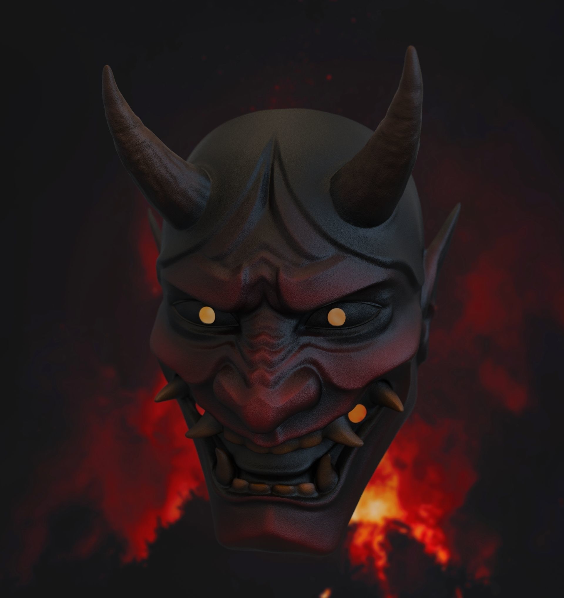 Hannya mask Japanese samurai  3D print model_10