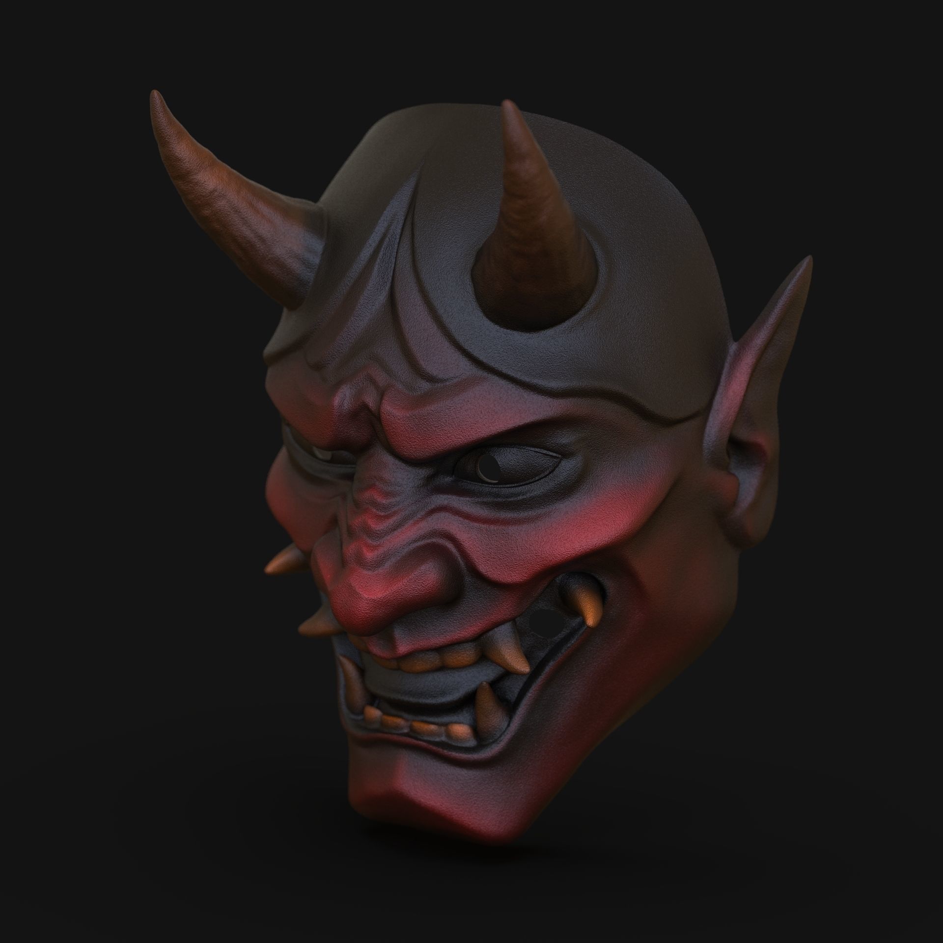 Hannya mask Japanese samurai  3D print model_7