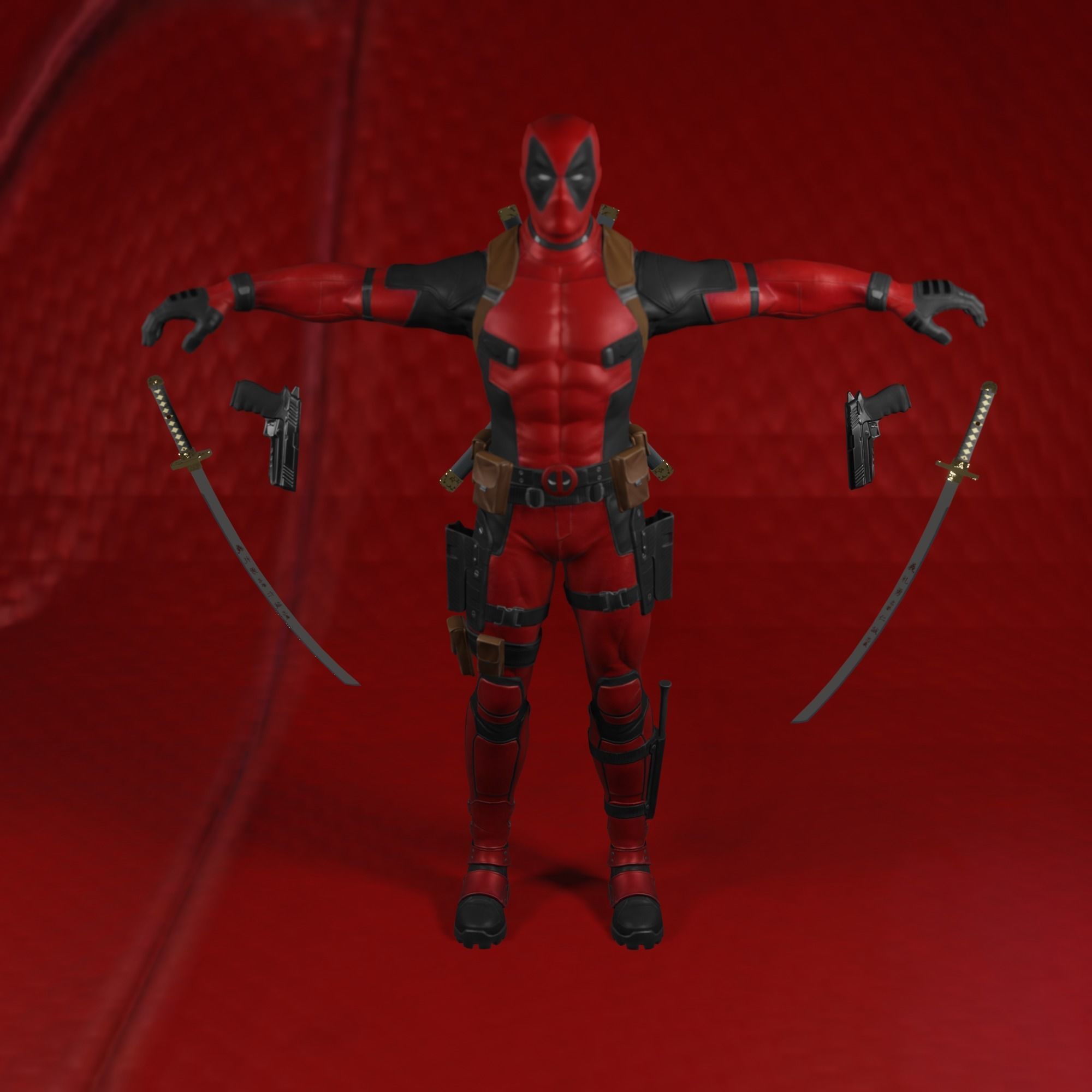 Rigged Deadpool 3D model_4
