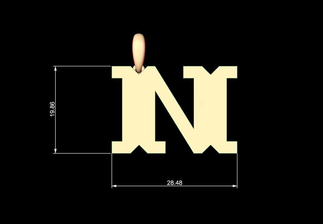 Initial Letters Pendant Crosterian N 3D print model_5