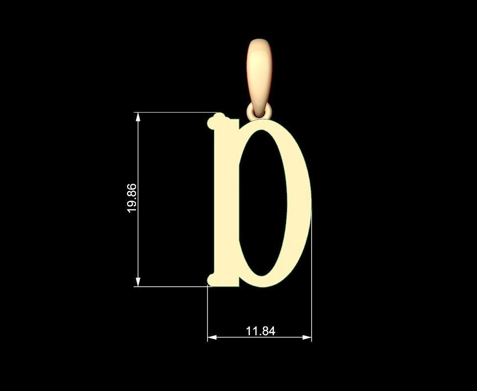 Initial Letters Pendant DeepSession D 3D print model_4
