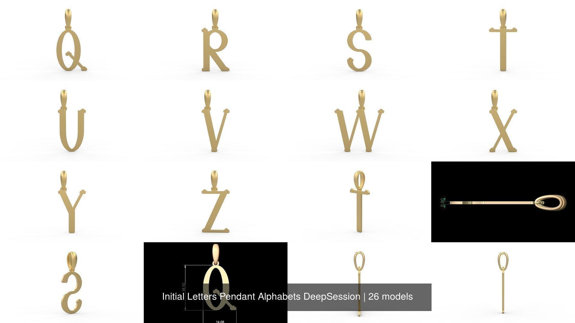 Initial Letters Pendant Alphabets DeepSession 3D Model Collection_2