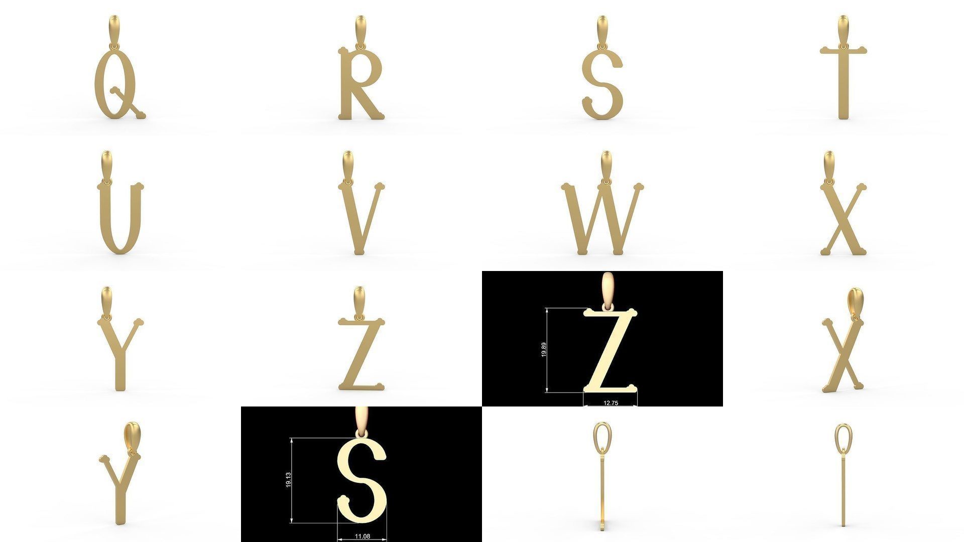 Initial Letters Pendant Alphabets DeepSession 3D Model Collection_1