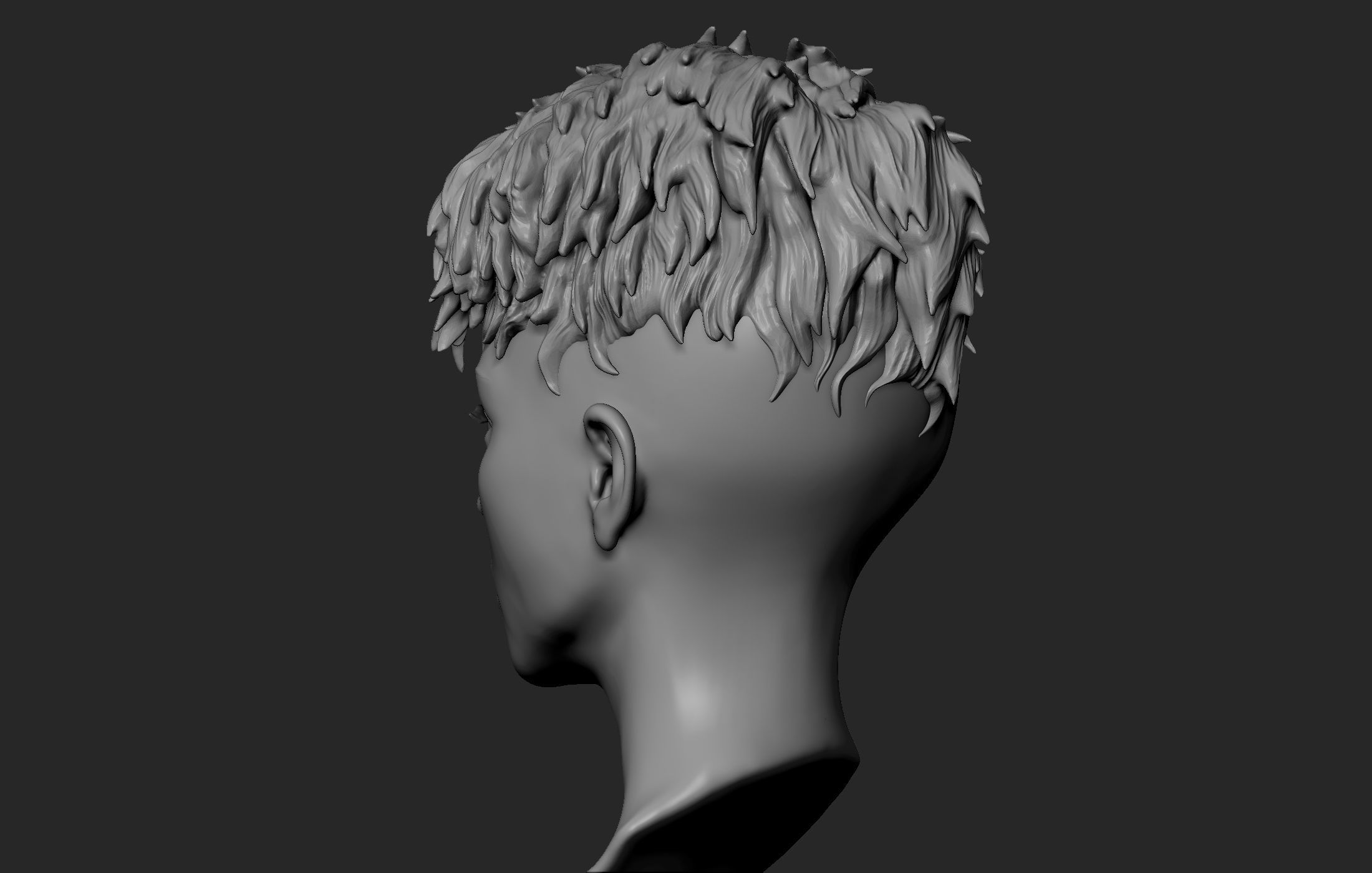 Female Head with Short Hair 3D model_8