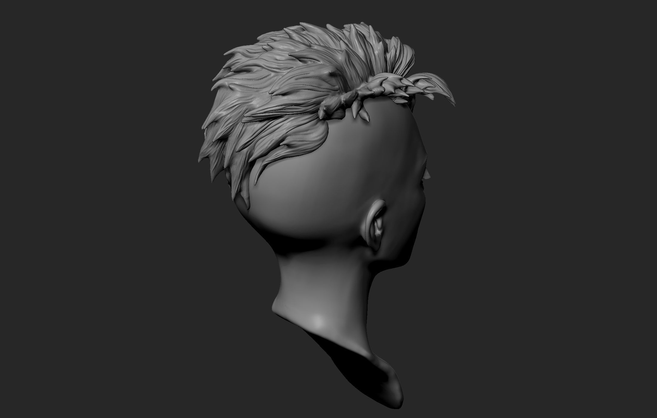 Female Head with Short Hair 3D model_9