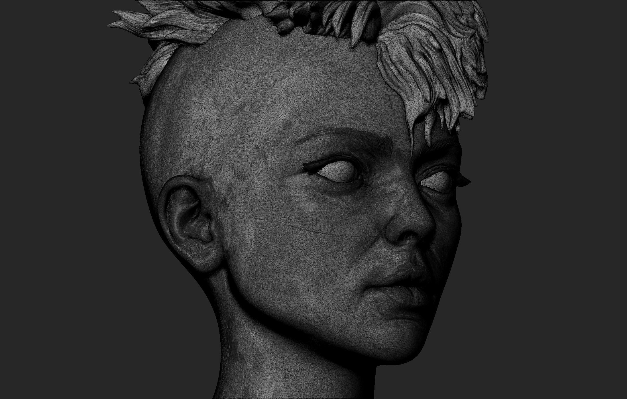 Female Head with Short Hair 3D model_12