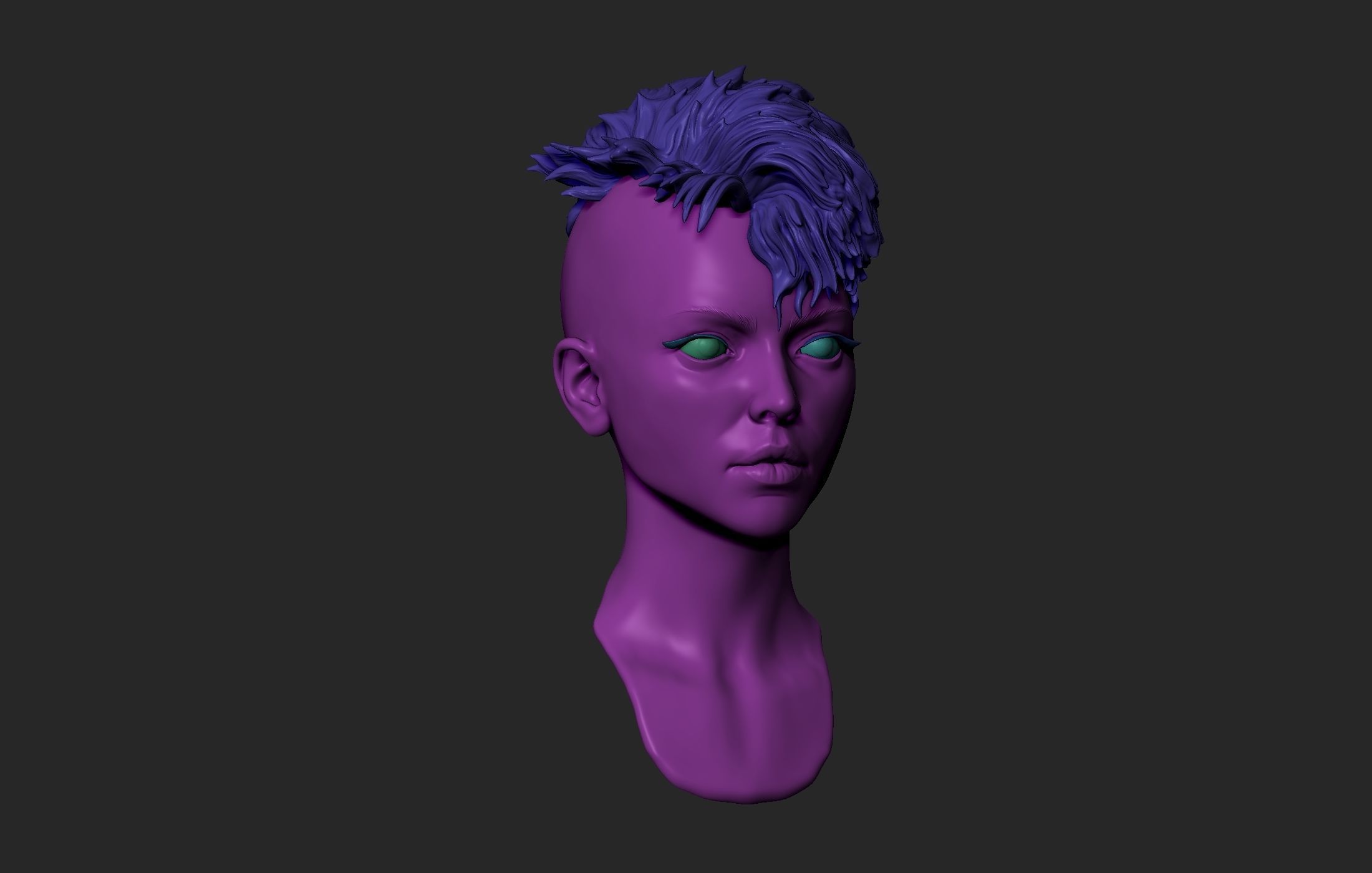 Female Head with Short Hair 3D model_14