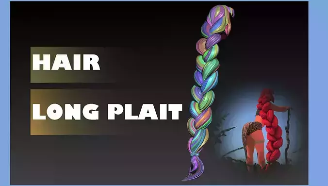 Hair 3D Hairstyle Model - Long Plait