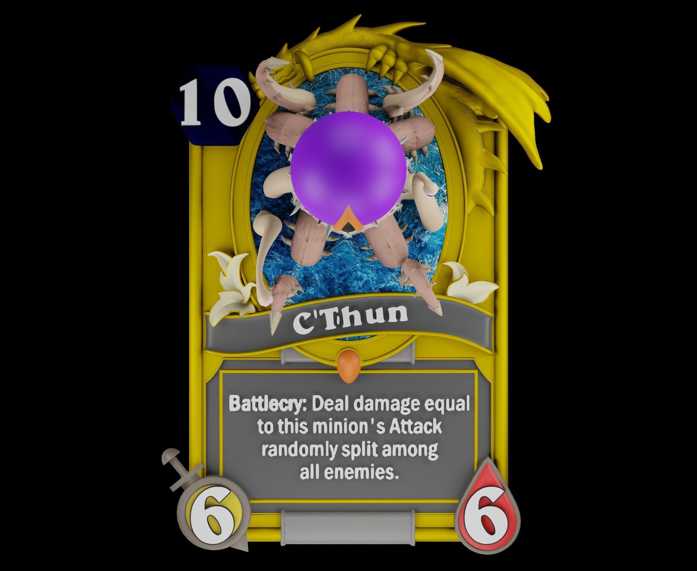 Cthun 3D card model 3D print model_2