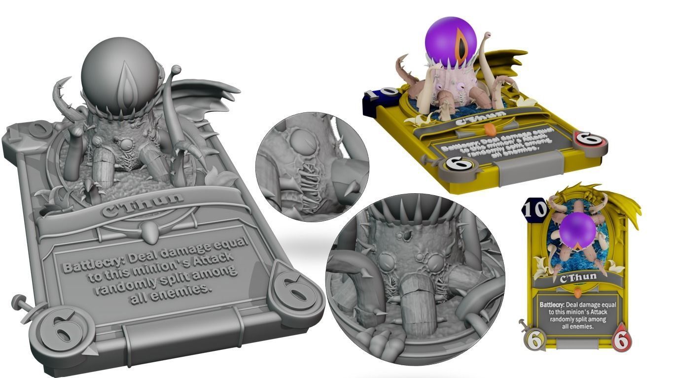Cthun 3D card model 3D print model_3