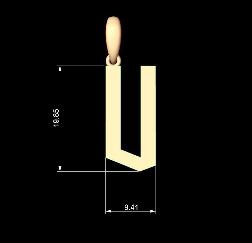 Initial Letters Pendant doOmzday FV U 3D print model_5