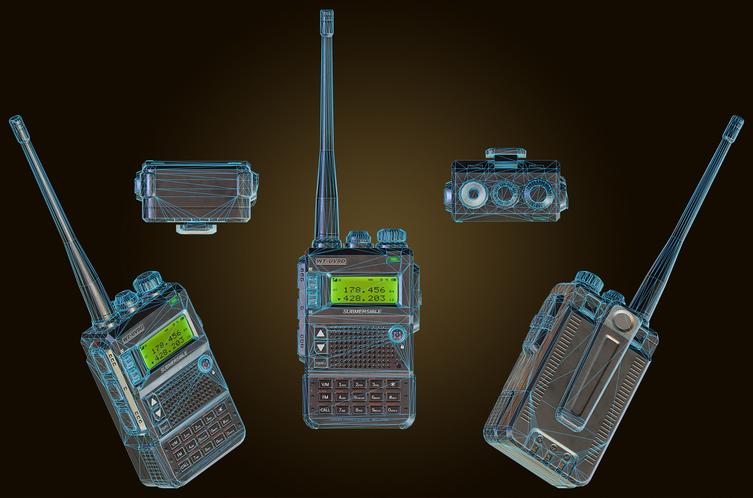Walkie Talkie Low-poly 3D model_9