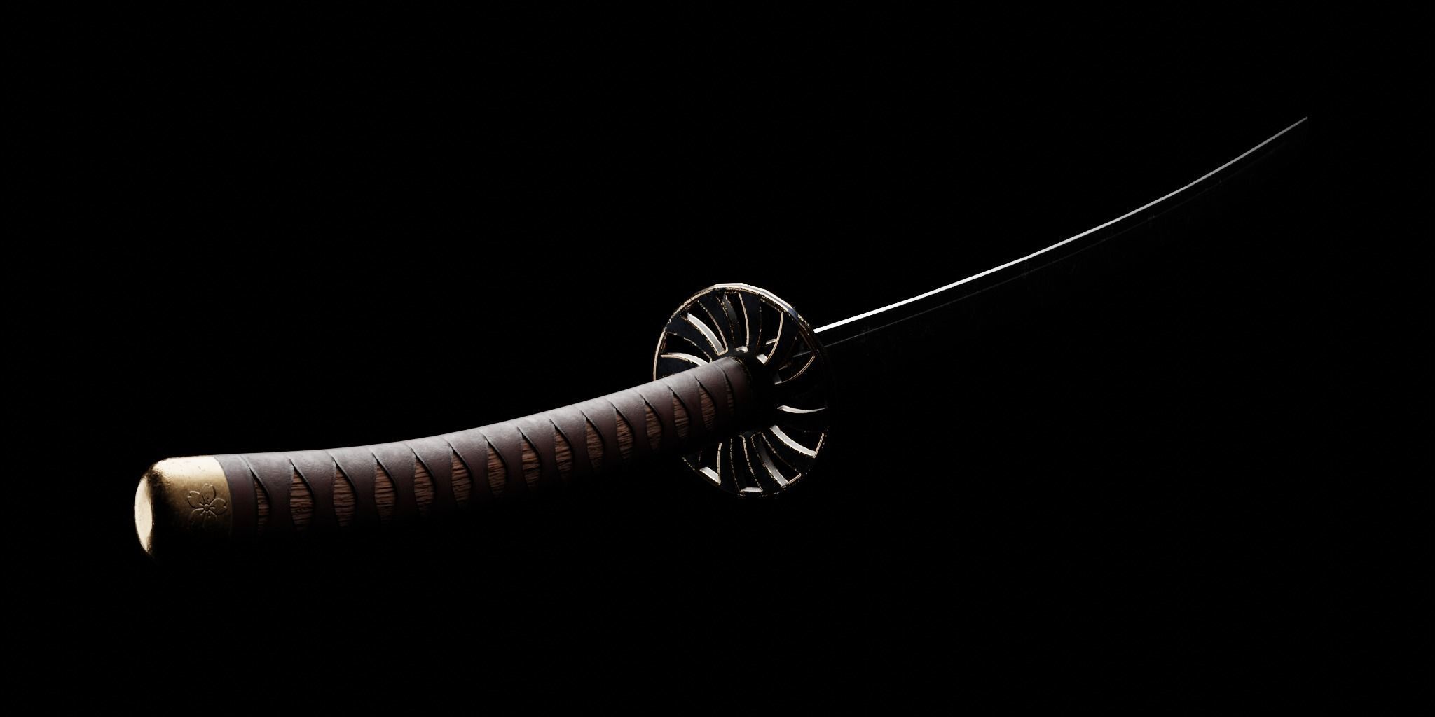 Japanese katana 3D model_2
