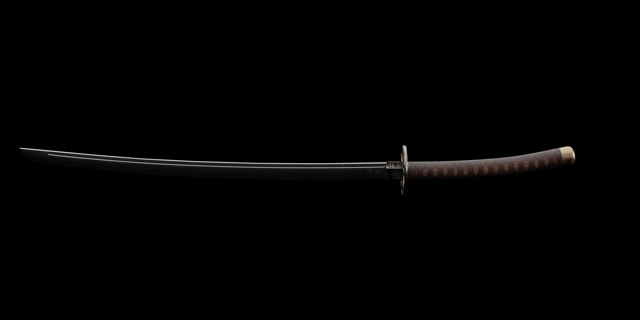 Japanese katana 3D model_1