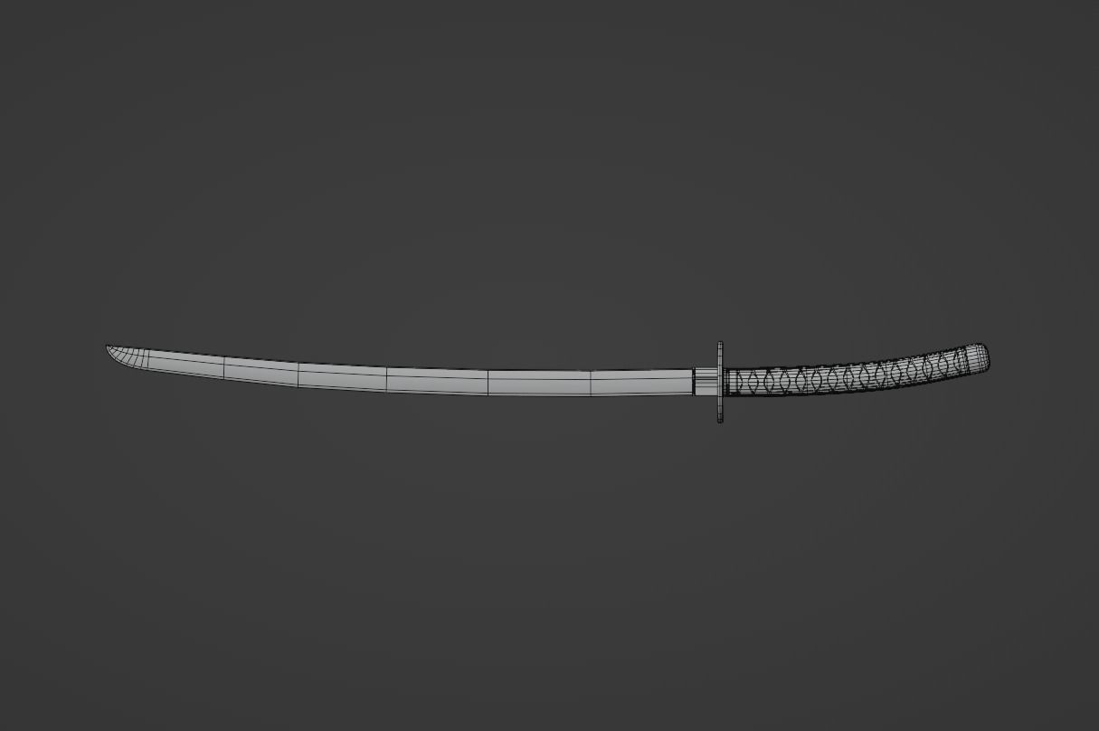 Japanese katana 3D model_4